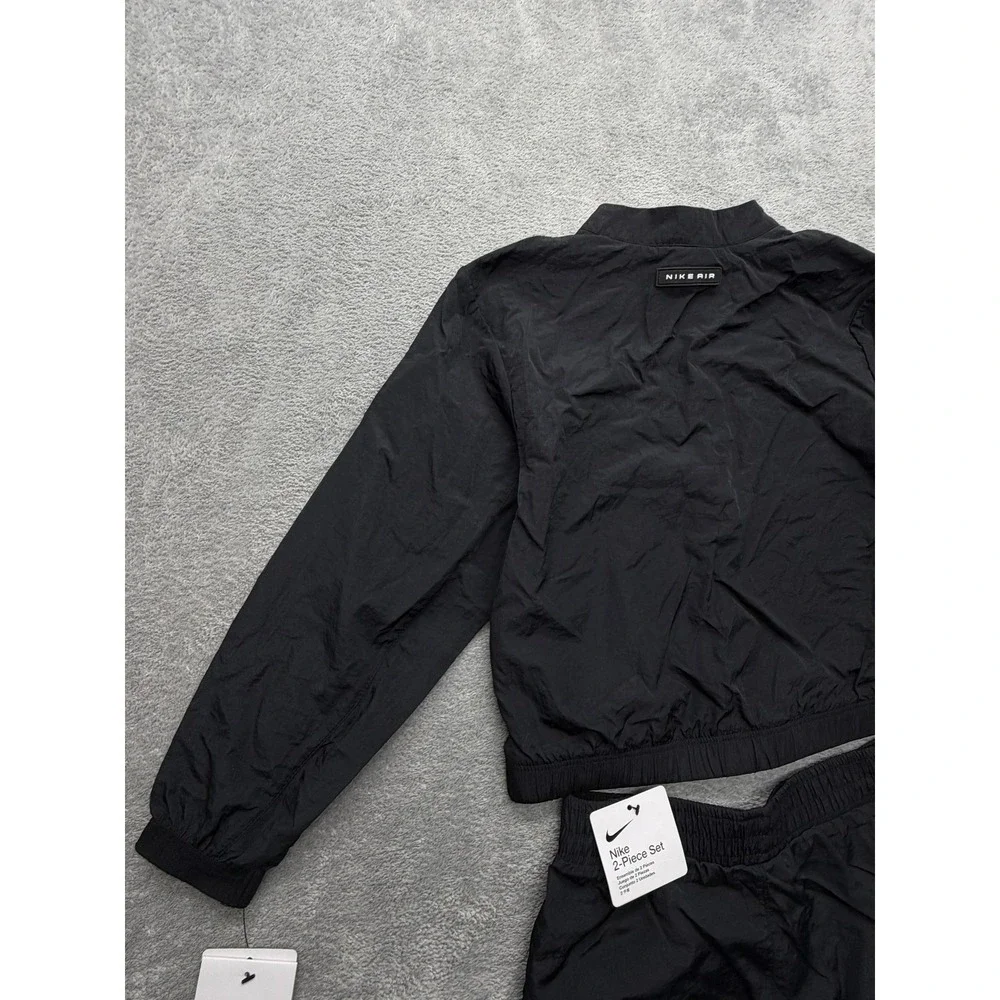 Nike Tracksuit Unisex Kids 5 Black Air 2 Piece Jacket Pants Set Nylon Zip‎